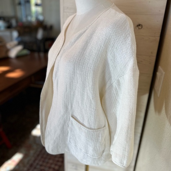 Eileen Fisher, the Fisher Project SZ Med linen cotton blend short sleeve jacket. - Picture 7 of 15